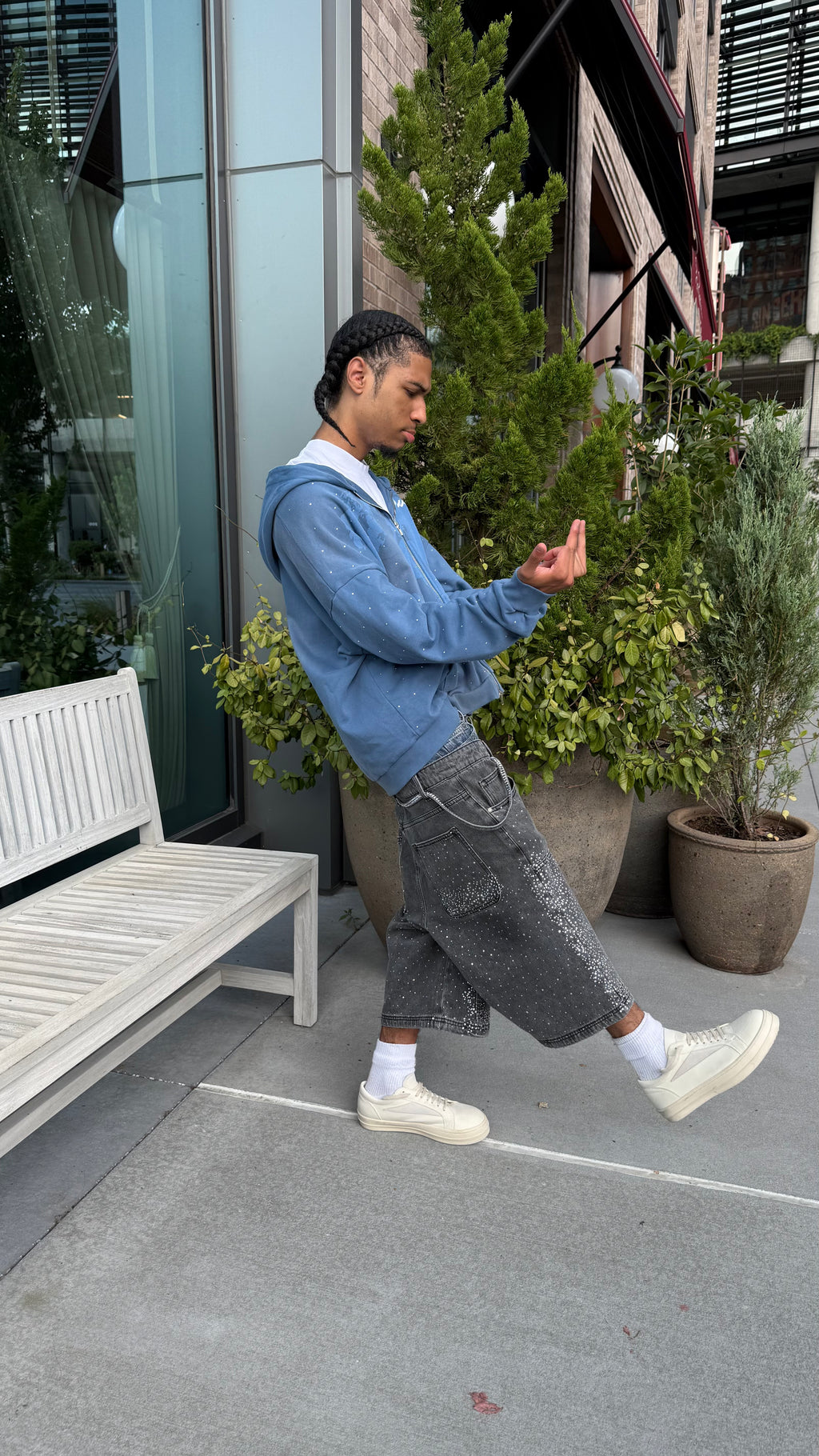 "Azul" Rhinestone Zip