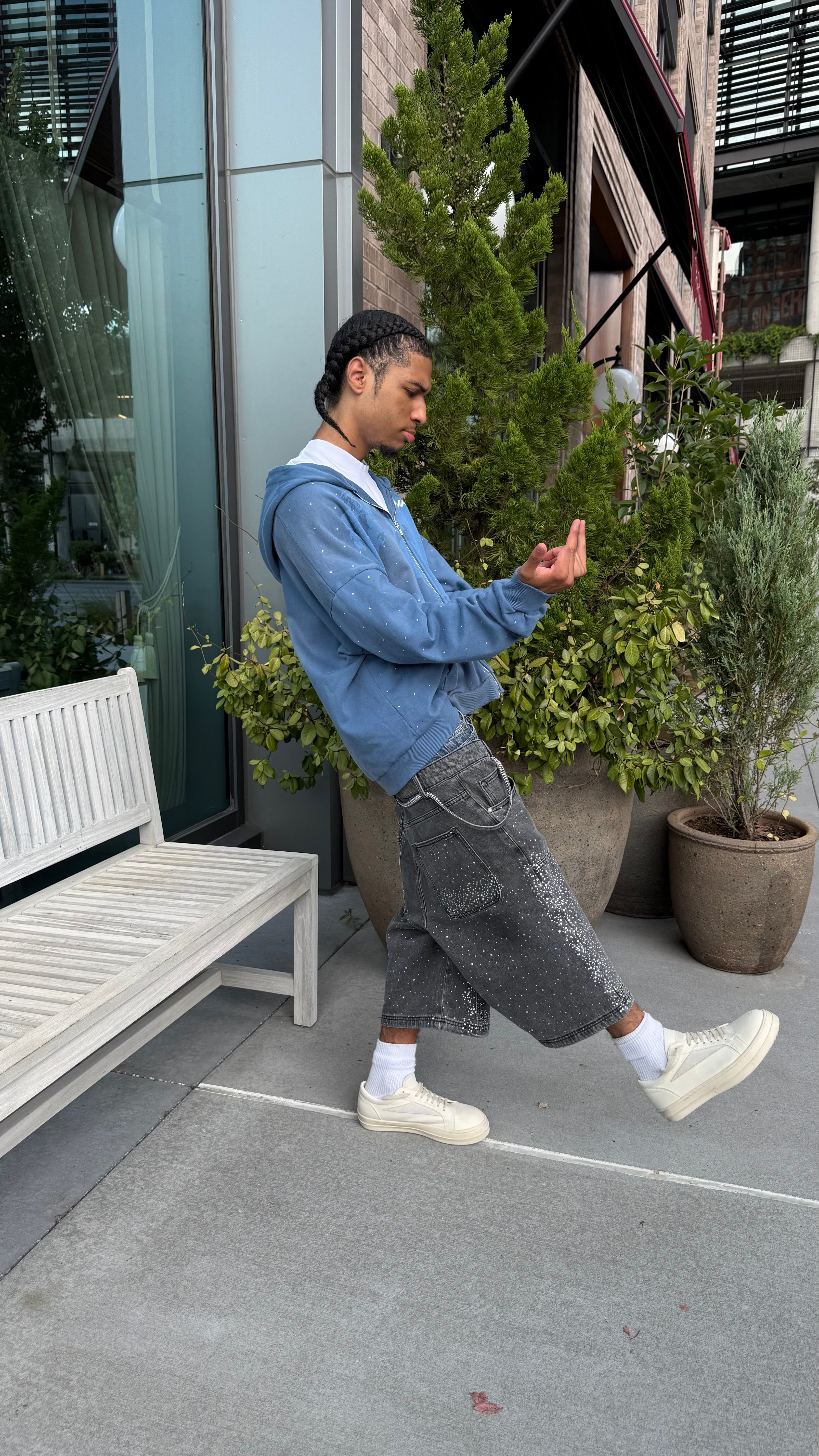 "Azul" Rhinestone Zip