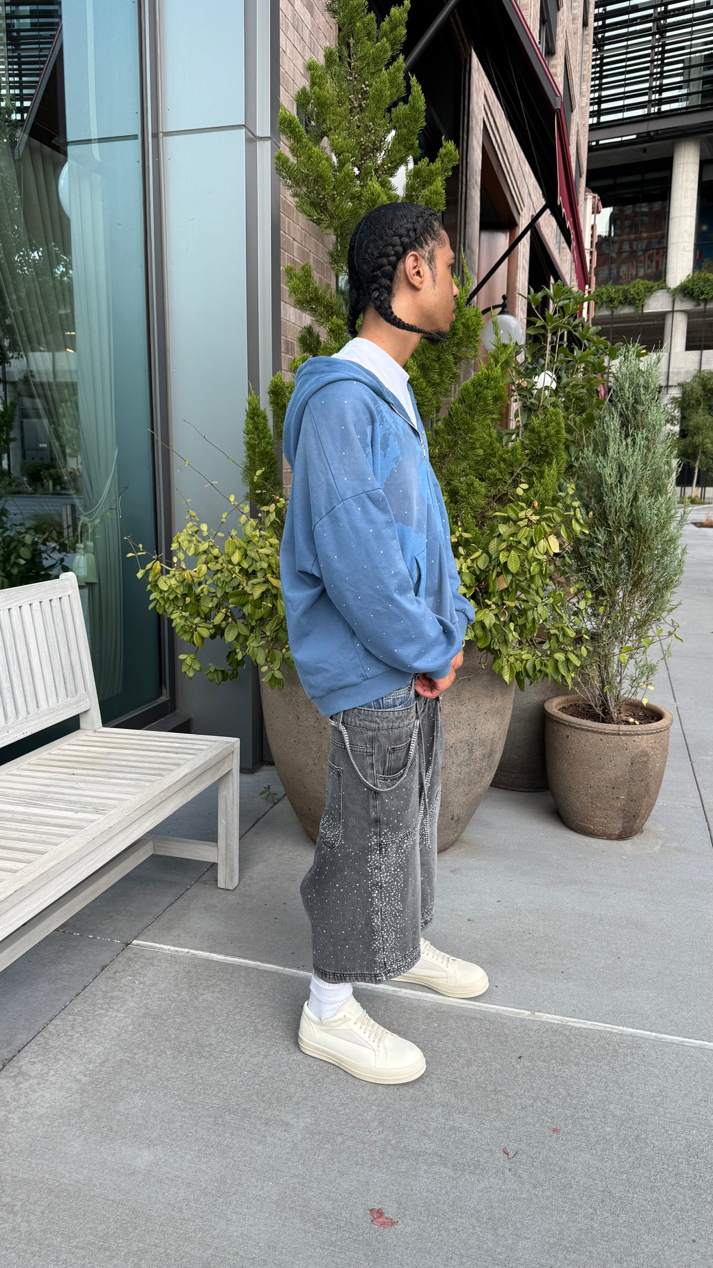 "Azul" Rhinestone Zip