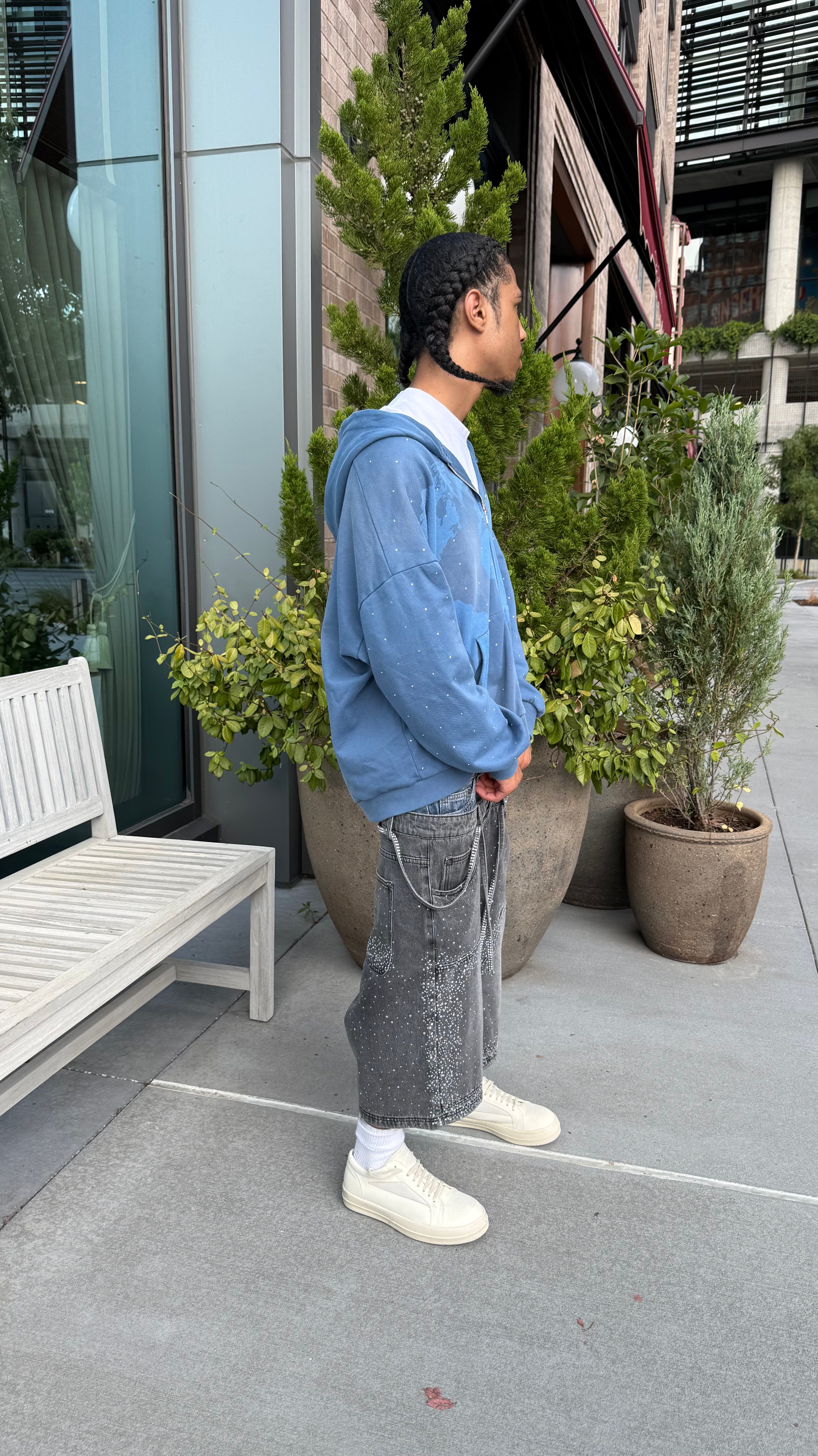 "Azul" Rhinestone Zip