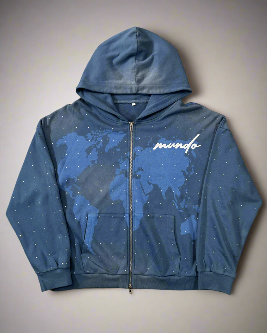 "Azul" Rhinestone Zip